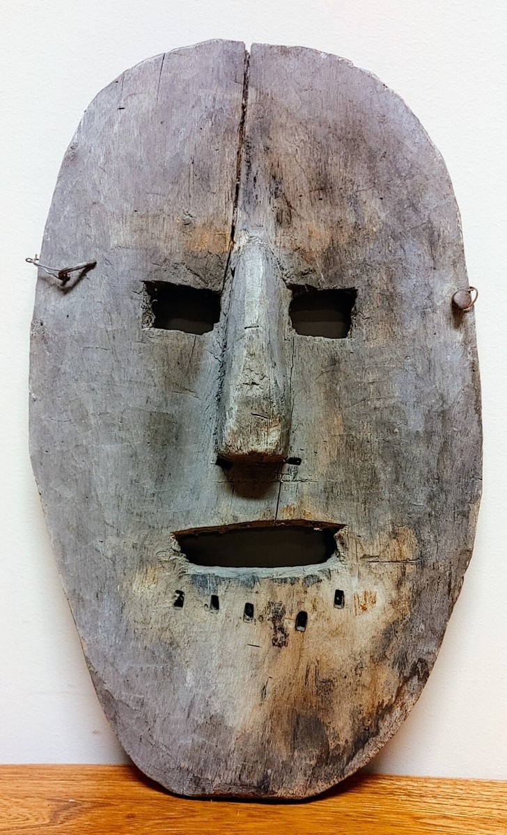 Antique Inuit Wood Mask Primitive Folk Art 100+ Years Old All