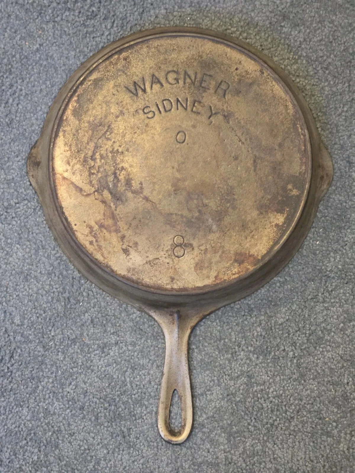 "WAGNER SIDNEY O" #8 Cast Iron Skillet With Heat Ring - Early & Rare -- Chromed