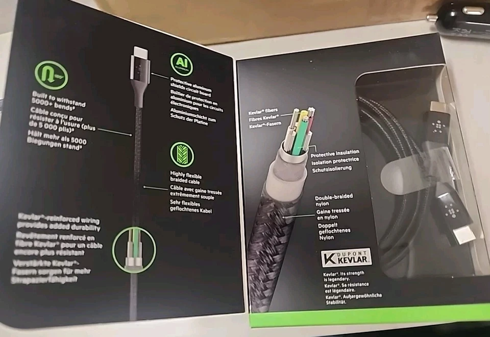 Paquete de 2 cables de carga trenzados Belkin MixIt DuraTek Kevlar negros USB-C a C 4' pies Foto 4 de 4