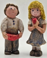 Vintage Miniature Papier Mache Couple. Beautiful Hand Painted Figurine