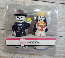 Day Of The Dead Bride Groom Salt Pepper Shaker Set Skeleton Dia De Los Muertos