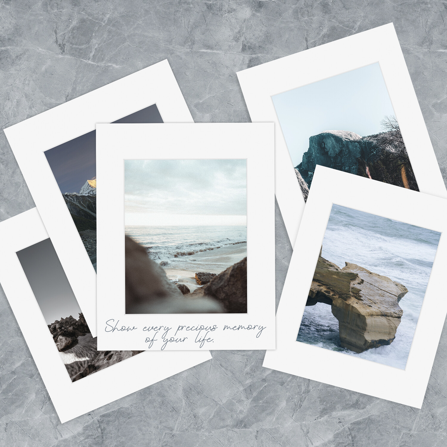Pack of 5 Picture Mats for Photos Acid Free 4-Ply White Core Multiple ...