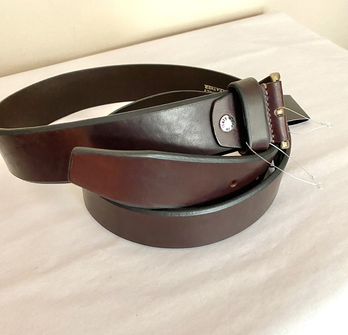 NWT CINTURE DAUTORE Men's Leather Belt Brass Clasp Sz 42 Made in