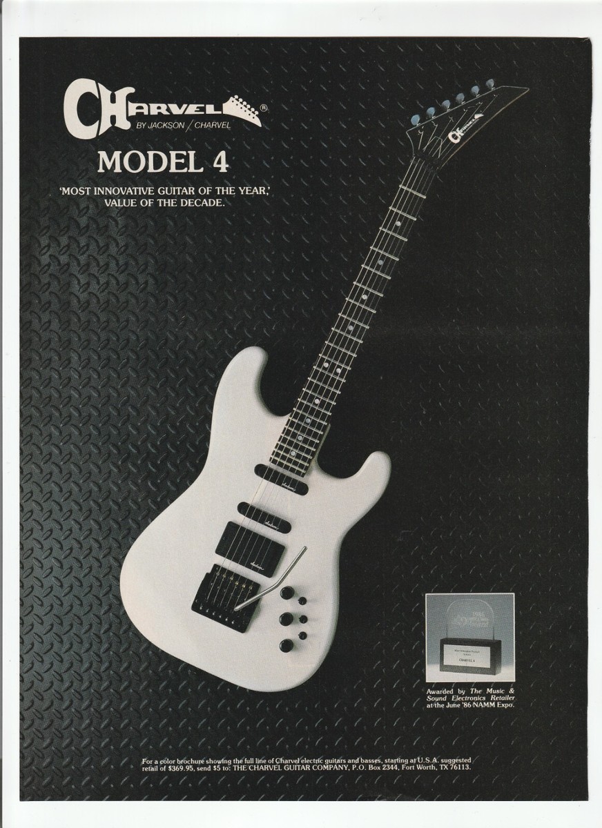 1987 CHARVEL GUITARS Magazine AD~MODEL 4~Fort Worth, TX.~JON BON 
