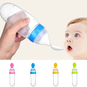 baby feeding bottle with spoon