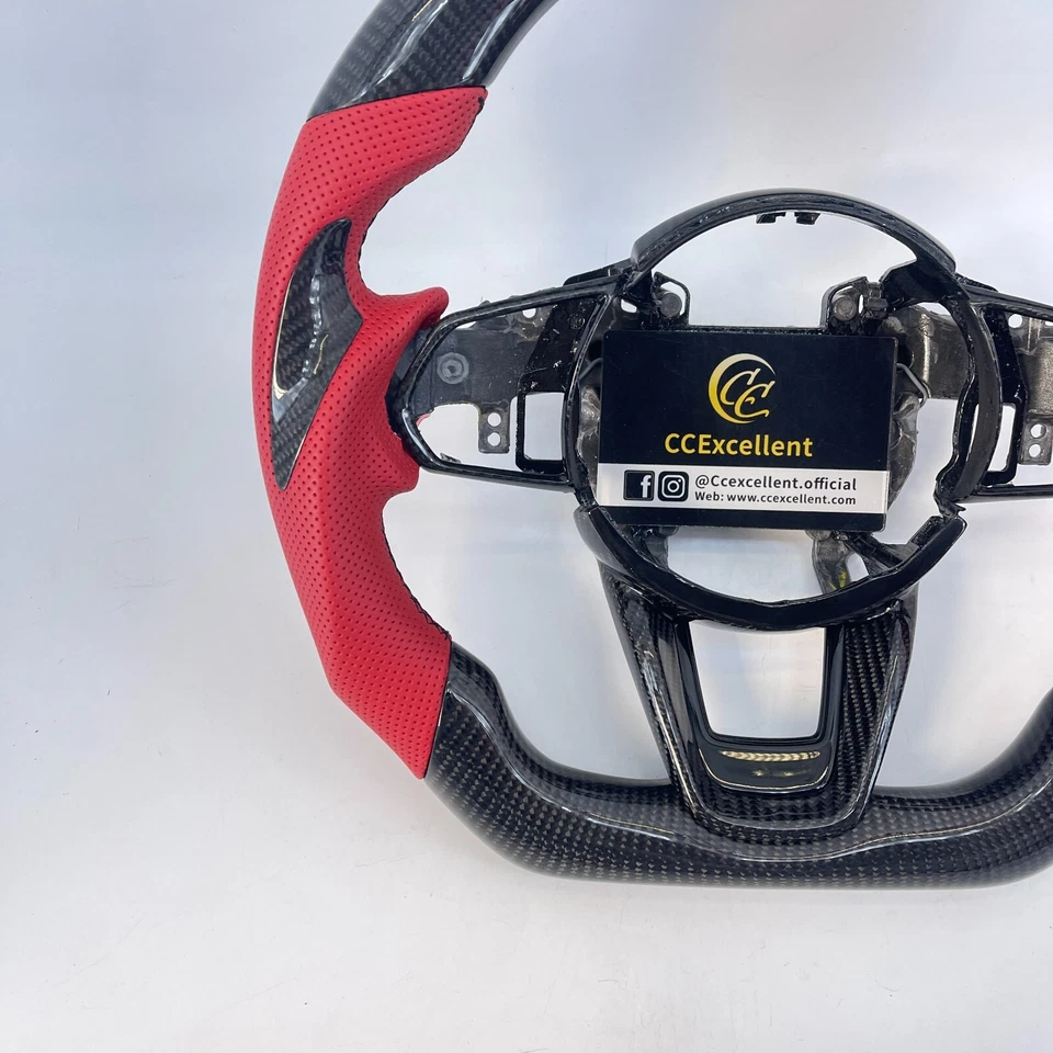 Volante de fibra de carbono de cuero rojo térmico apto para Acura TLX MDX 2021-2025 Foto 4 de 4