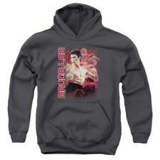 Bruce Lee Kids Hoodie Stare Portrait Charcoal Hoody