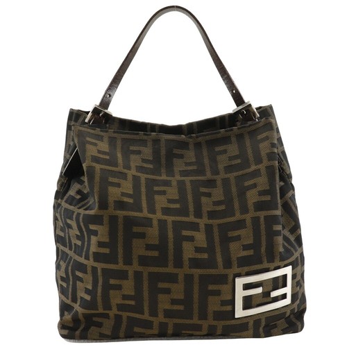 FENDI Zucca Shoulder Bag One Belt Brown Nylon canvas Women