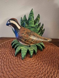 Vintage Hand Carved Hand Painted Quail Artist Original Signed J. Subert 1992