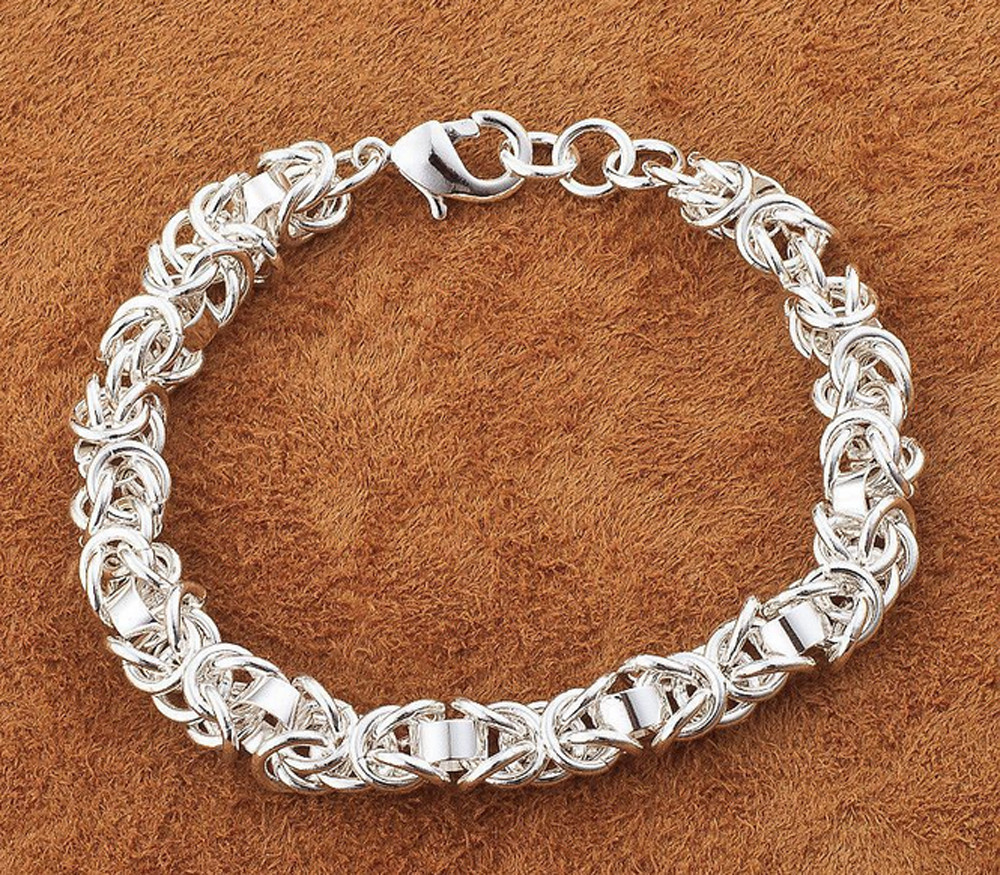 925 Solid Sterling Silver plating bracelet Fashion Italy Jewelry 