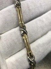 14k Yellow  White Gold Hand Made Cable Design Hugs  Kisses XO Tennis Bracelet