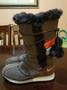 Nike Women Brown Nubuck Leather & Faux Fur Winter Boots Size 7.5 | eBay