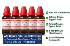 WSI Opium Dilution 30CH 30ml x 5 Homeopathic Calming Drops 5 Yr Shelf Life