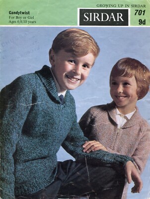 Sirdar 701 Kinder Holzfällerjacke Aran 6-10 Jahre Vintage Strickmuster