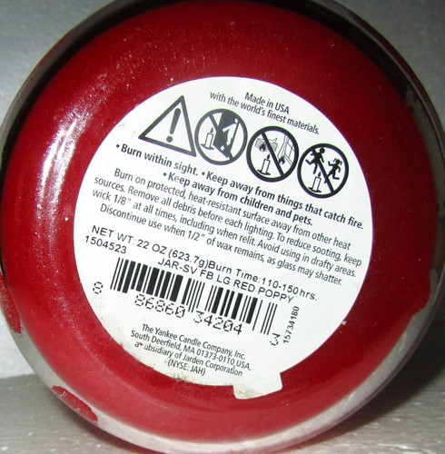 Yankee Candle Retired "RED POPPY" Floral ~ Large 22 oz. ~ WHITE LABEL~ RARE~ NEW - Picture 2 of 2