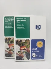 HP Premium Plus Glossy 4 X 6 Photo Paper 9ml 60 Sheets Per Box ~ Lot of 2 Boxes!