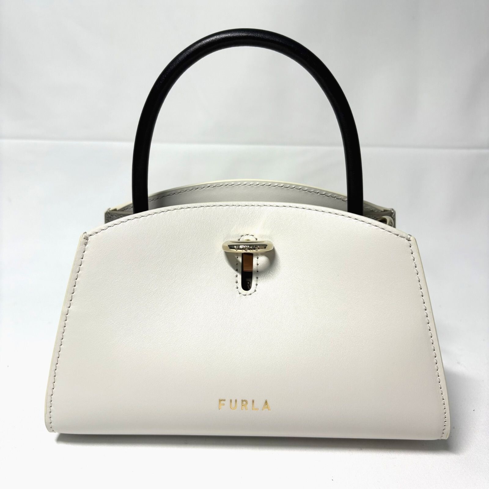 Borsa a tracolla FURLA Genesy in pelle bianca nera originale USATA #9302