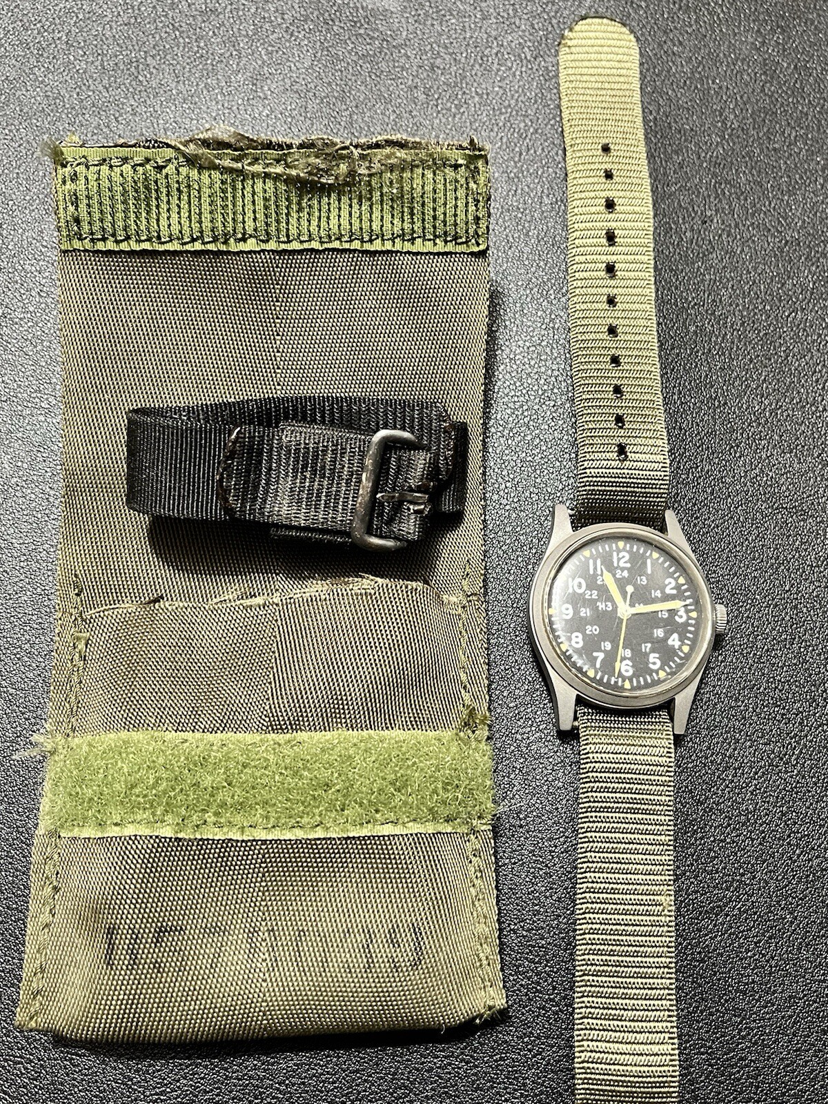 VINTAGE 1982 HAMILTON MIL-W-46374 B US MILITARY ISSUED STAINLESS WATCH *WORKING
