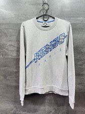 Kenzo Paris Grey Blue Logo Crewneck Top logo embroidered sweatshirt Men  s Size M