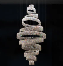 luxury LED crystal big chandelier hotel Villa stairs living room ceiling light