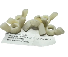 (Pack of 5) White 1/2"-13 Nylon Plastic Wing Nuts, 94924A800 **Free Shipping**