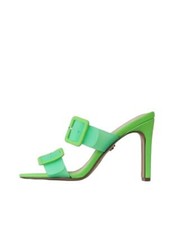 Cecelia New York Vicki Kiwi Slip On Buckle Strap Open Toe Block Heel Sandals