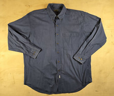 Vintage Chaps Ralph Lauren Shirt Mens 17.5 34-35 Blue Long Sleeve Button Down
