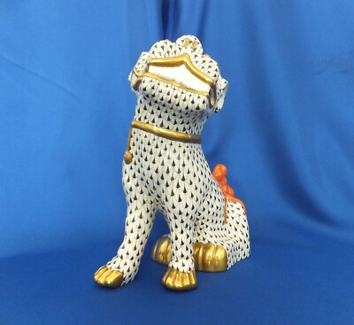 Herend Porzellan Figur Ungarn Fishnet Foo hund Figurine Fischnetz Muster (Groß)