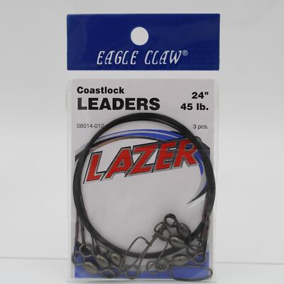 Eagle Claw Fishing Tackle Lazer Coastlock Leaders 08014-012 24in 45lb Test