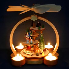 Teelicht Stufen-Pyramide farbig Seiffener Kirche mit Engel & Bergmann Erzgebirge