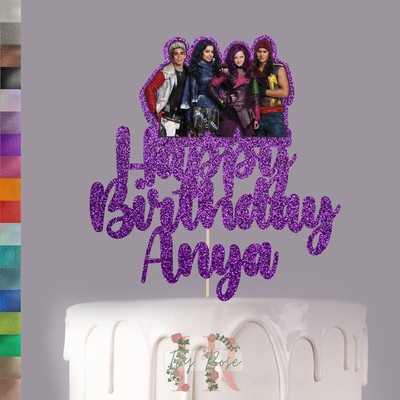 Custom Personalised Descendants Inspired Glitter Birthday Cake Topper Ebay