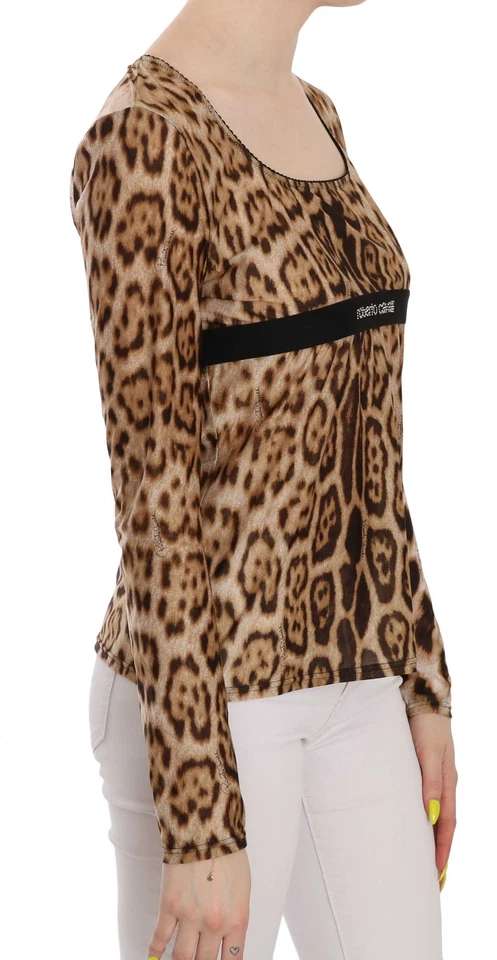 Blusa ROBERTO CAVALLI Marrón Cuello Redondo Leopardo Mujer Top IT46/US12/L PRECIO DE VENTA SUGERIDO POR EL FABRICANTE $300 Foto 2 de 4