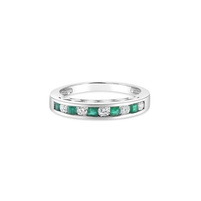 Smaragd & Diamant Diamant Ehering 14 Karat Weißgold