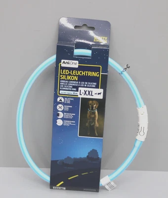 AniOne 1374098 LED-Leuchtring Silikon 2 farbig Blau L-XXL ca. 65 cm NEU