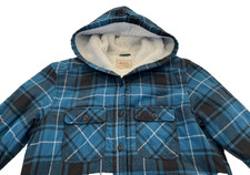 Boston Trader Hoodie Womens Plaid Flannel Shirt Shacket Fleece Lined Blue XXL