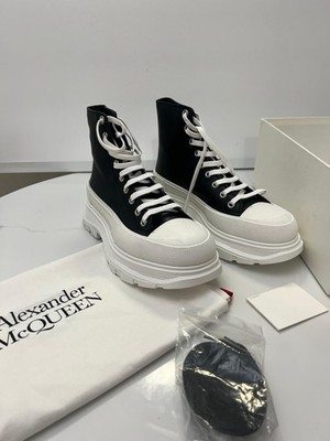 NWD Alexander Mcqueen Men Tread Slick Boot LEATHER Black/White EU 44 US 11 READ*