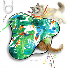 Cat Toys Interactive Rechargeable,Moving Concealed Feathers Green Real Mouse
