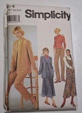 Misses Dress Cardigan Pants Simplicity Sewing Pattern 9874 Size 6 8 10 12 Vtg