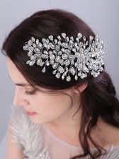 Bride Wedding Hair Comb Silver Crystal Headpieces Bridal Hair Clip Accessory