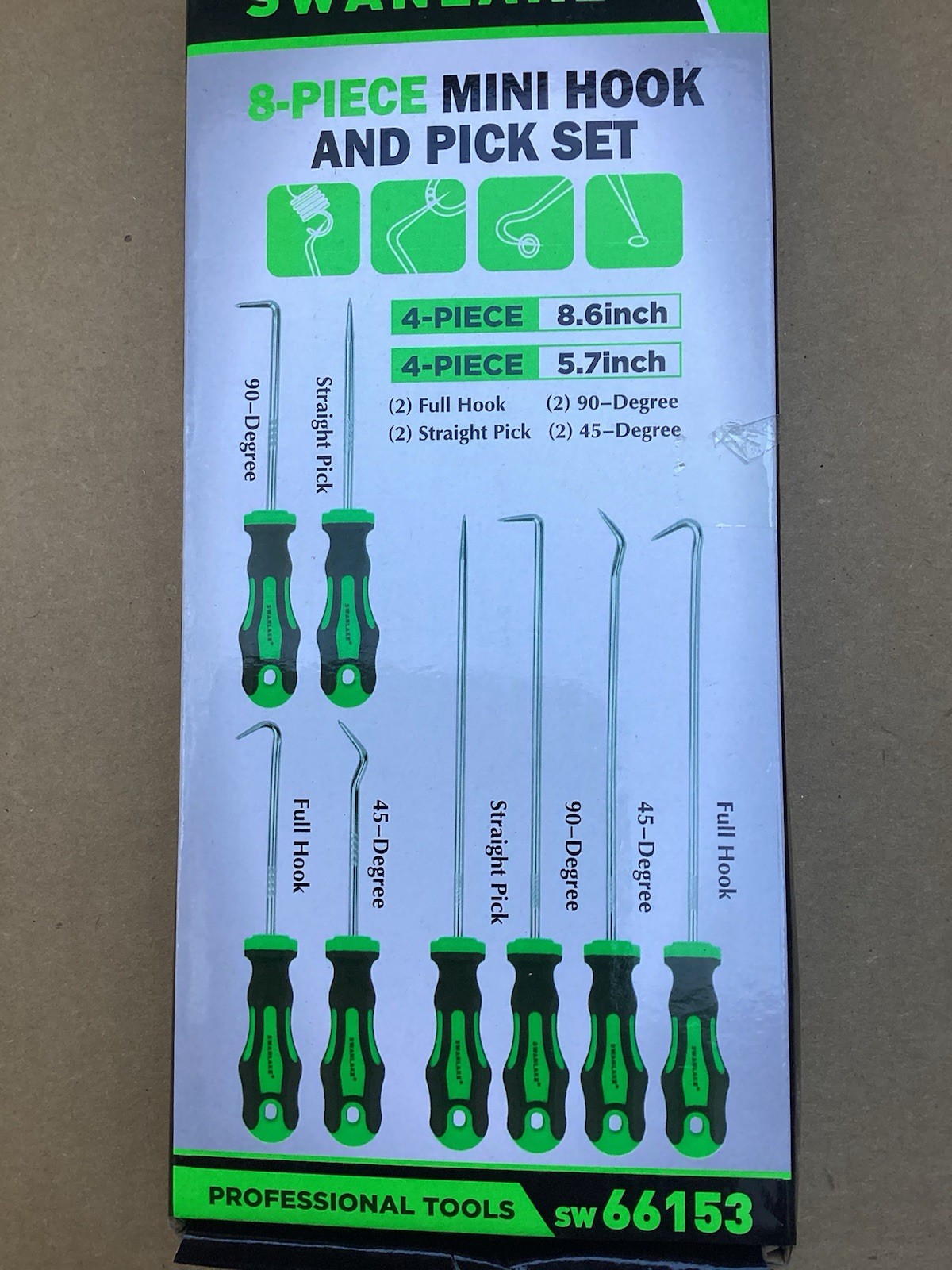 8-Piece Mini Hook and Pick Set, 4PCS 8.6'' & 4PCS 5.7'' Precision Automotive Pic