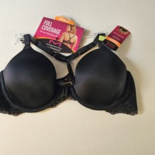 Maidenform 34B One Fab Fit Underwire Lace T-Back Front Close Bra 07112 Black New