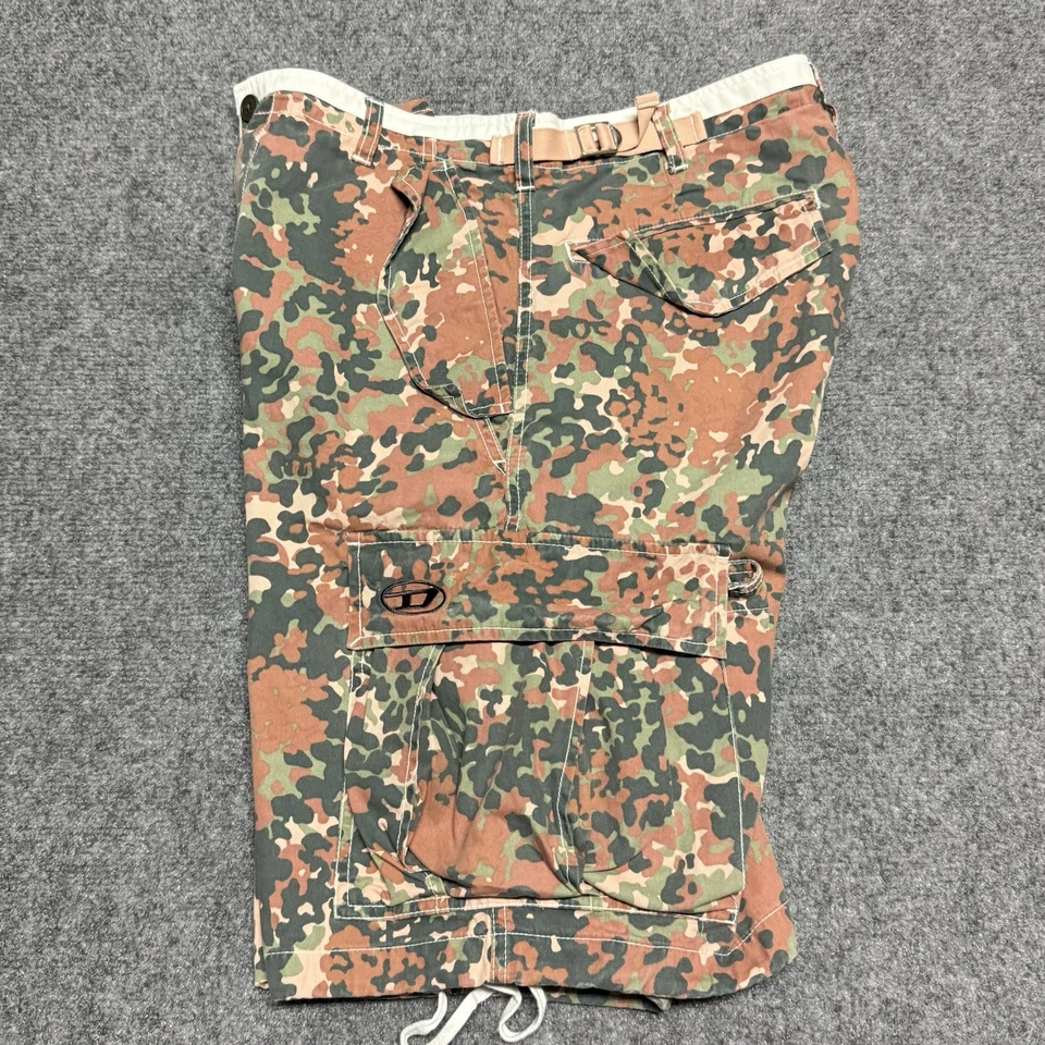 Pantalones Cortos Diesel Cargo Para Hombre 32 Marrón Verde Camuflaje Militar Ejército Peso Pesado Y2K Foto 2 de 4