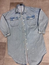 3/4 Sleeve Oversized Denim Button Up High Low Dress US8 Rodeo Western Concert