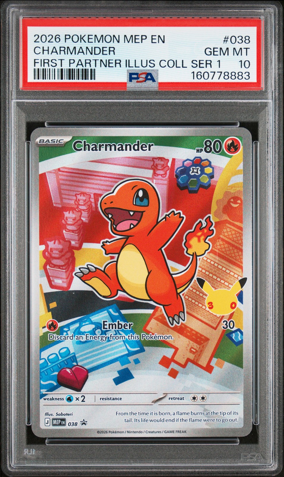 2026 POKEMON MEP FIRST PARTNER ILLUSTRATION COLLECTION #038 CHARMANDER PSA 10