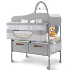 Versatile Folding Baby Changing Table with Wheels and 2 Drawers, Waterproof