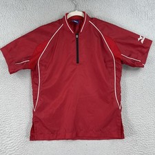 Mizuno 1/4 Zip Baseball Windbreaker YOUTH MEDIUM Red Short Sleeve Vented