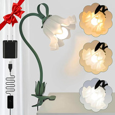 ONXE Clip On Light and Flower Desk Lamp, Flexible Gooseneck Reading Green-02 