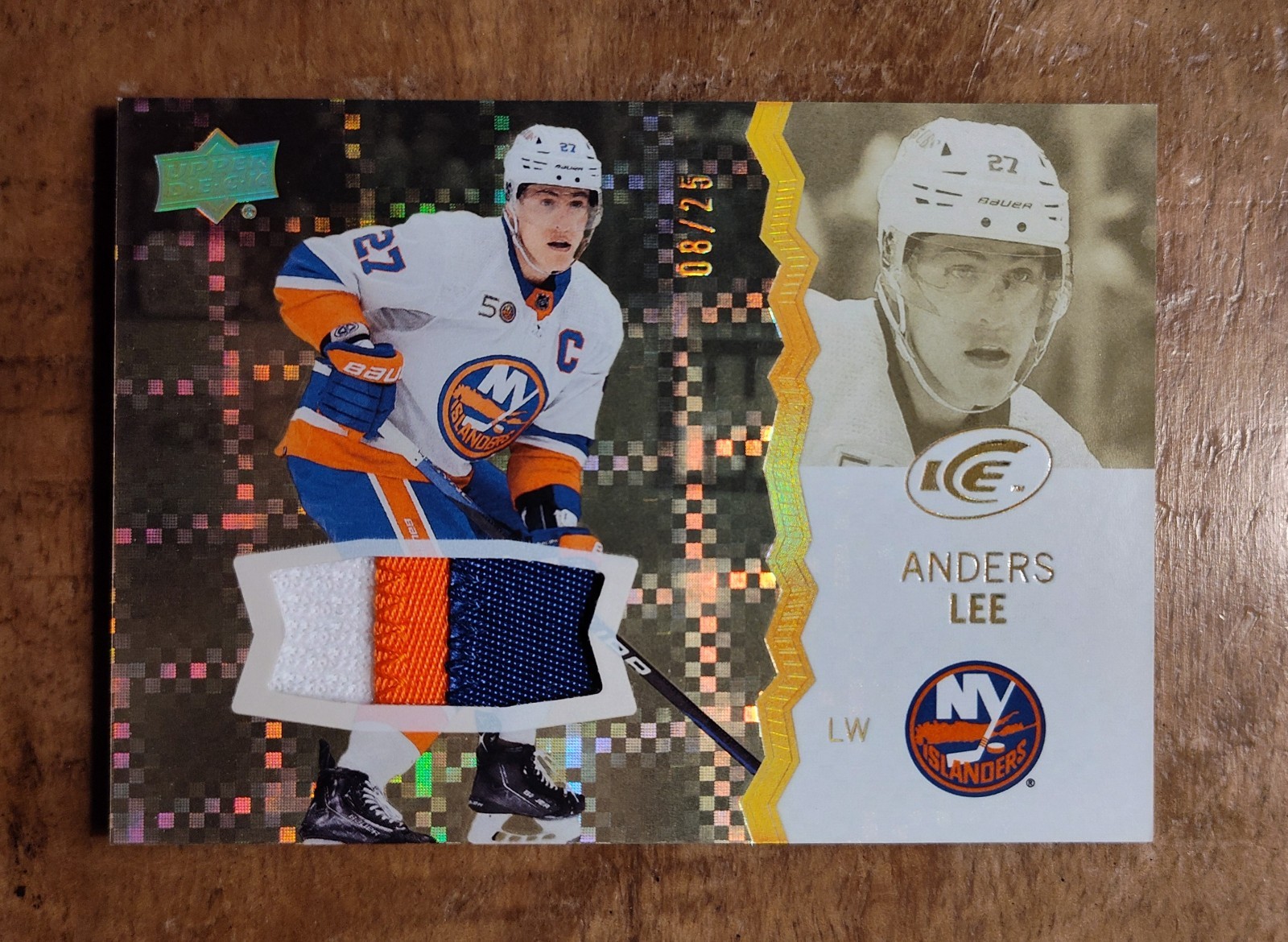 2023-24 UD Ice Anders Lee Patch Gold /25 #3 SSP ⭐