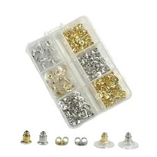 Earring Backs - 6 Styles, 170 Pcs, Hypoallergenic Bullet Shape Safety Metal