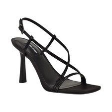 Nine West Vallanh Embellished Strappy Stiletto Sandals Black Rhinestone